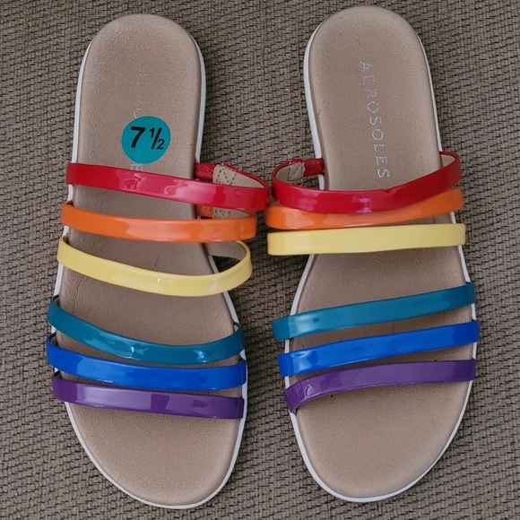 AEROSOLES WINDSOR MULTI STRAP RAINBOW SANDALS - Picture 3 of 11